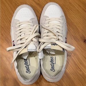 SeaVees Beige and White Lace-Up Sneakers